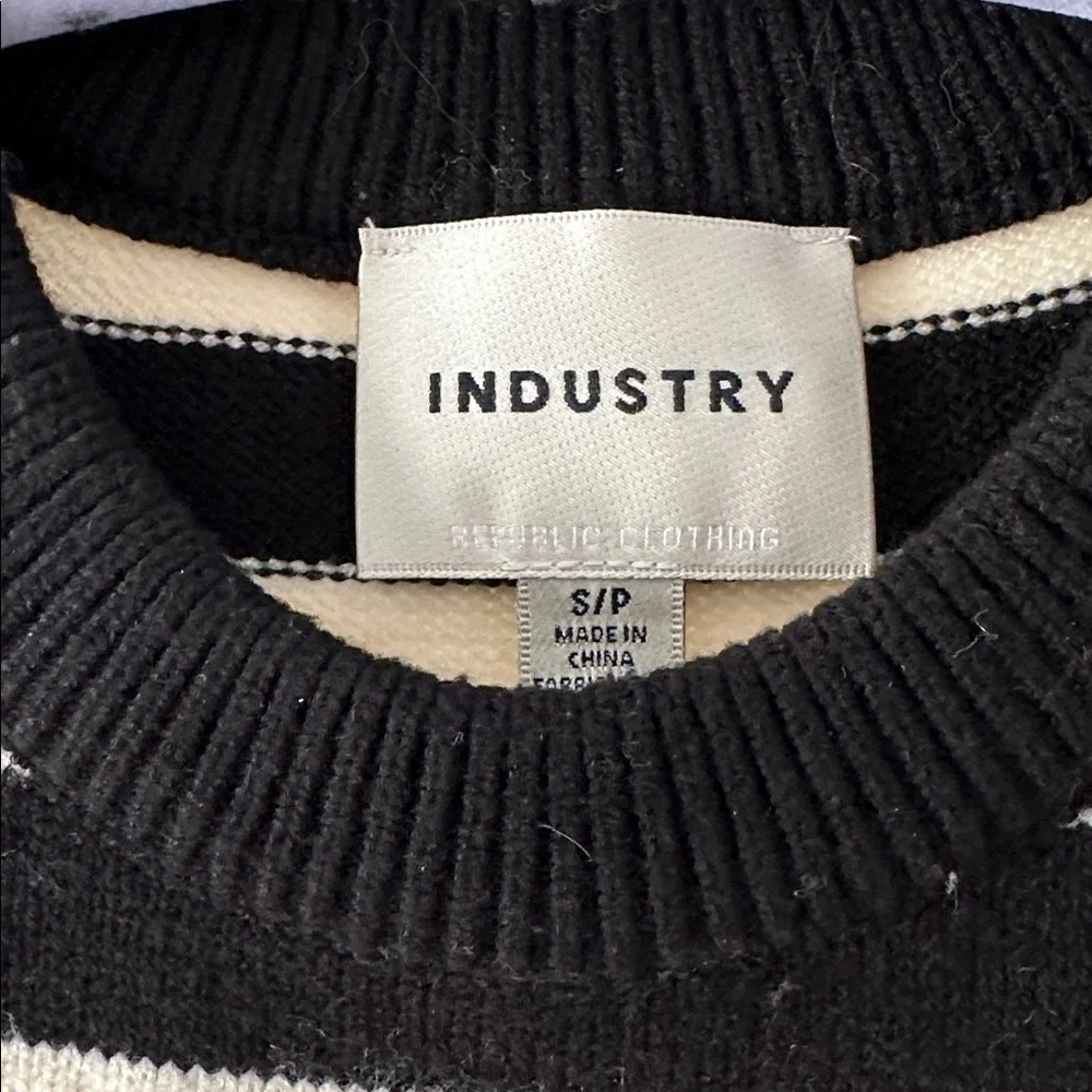 Industry black white striped sweater small